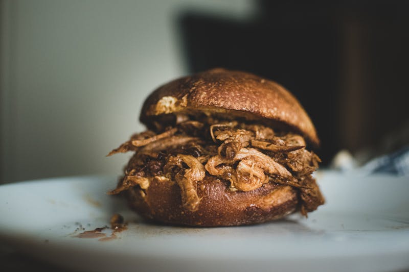 BBQ pulled pork hot hoagie sandwich